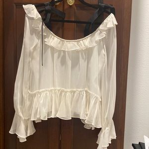 Cinq a Sept Cream Ruffle Blouse